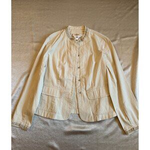 Vintage Talbots Beaded All Season‎ Cream Ivory Brown blazer 8P,  Petite